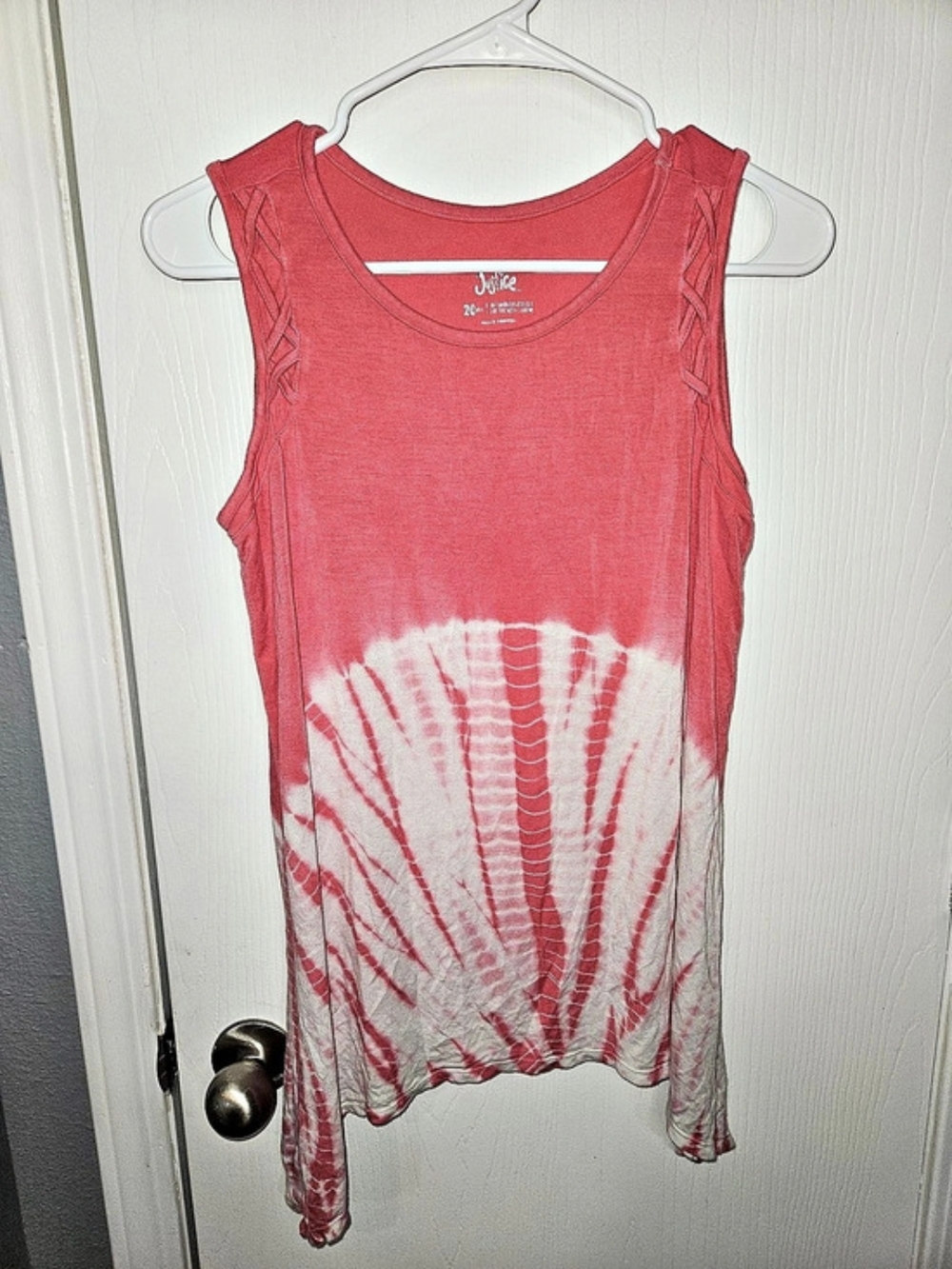 Justice Tie-Dye Tank Top in Pink & White Size 20 Plus